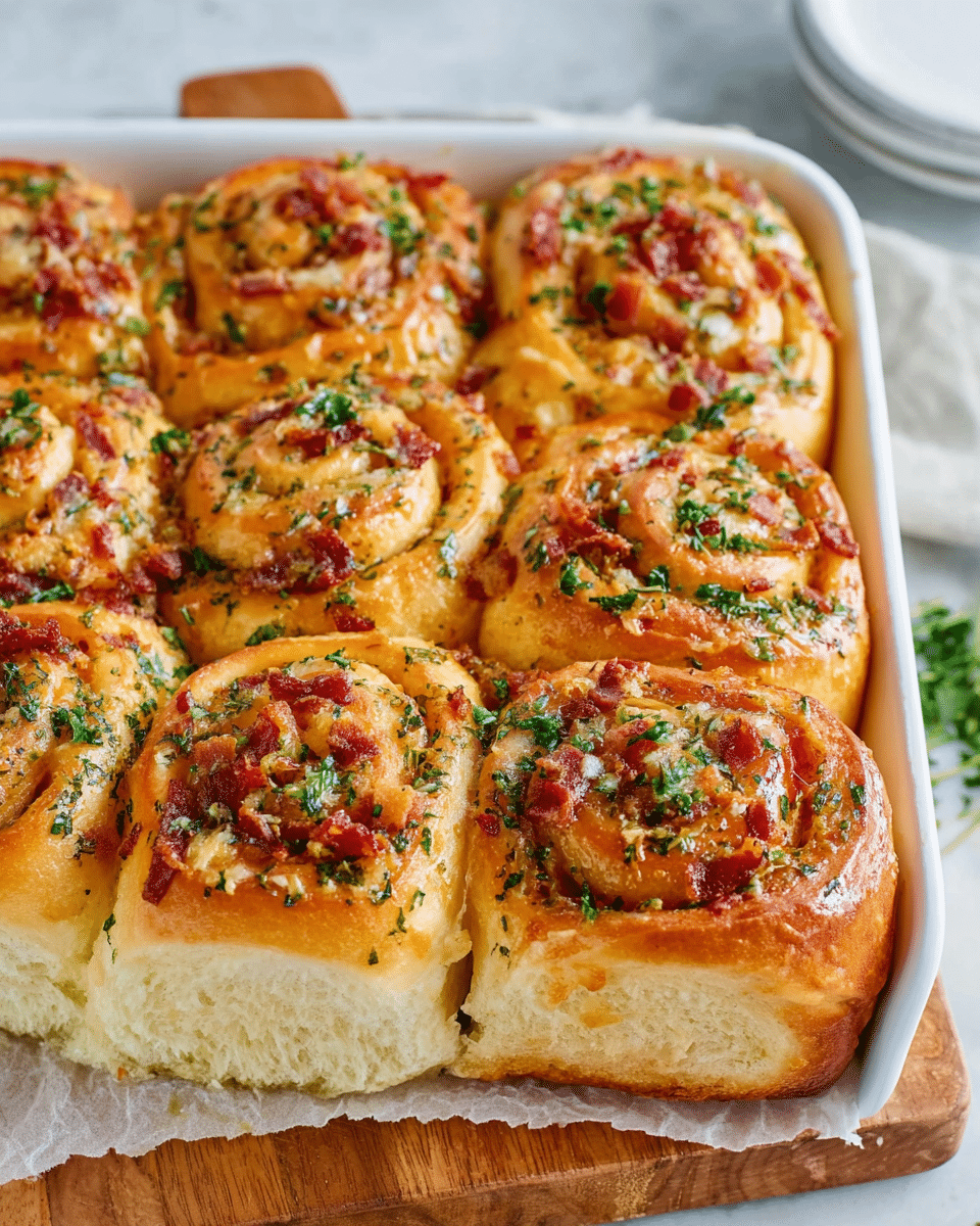Bacon & Cheese Rolls with Garlic Butter