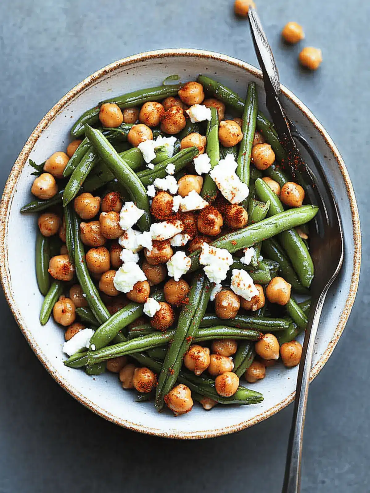 Spicy Harissa Green Beans with Feta and Crunchy Chickpeas 4 Spicy Harissa Green Beans with Feta and Crunchy Chickpeas