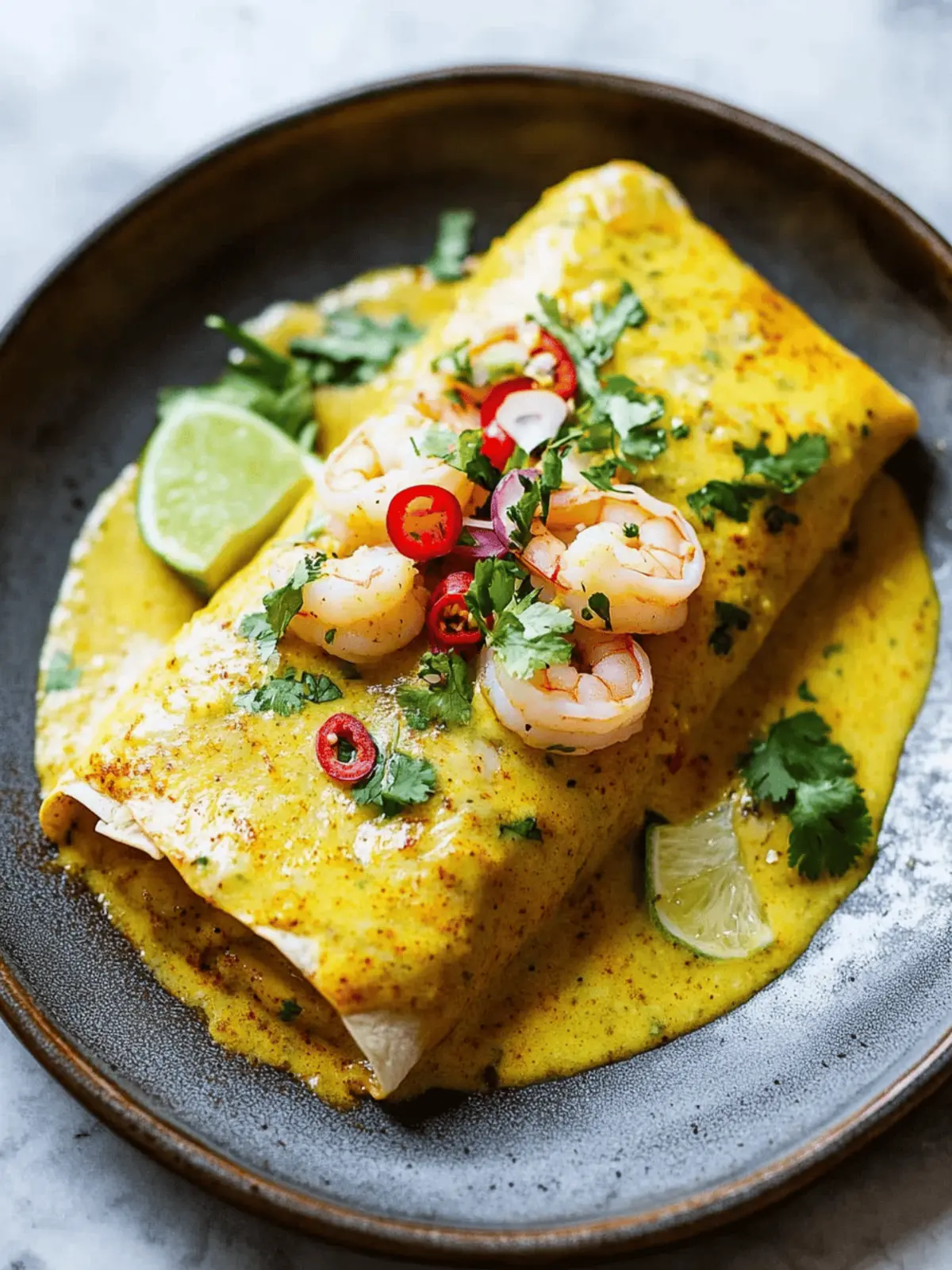 Delicious Shrimp Enchiladas with Bright Yellow Mole Sauce 5 Shrimp Enchiladas