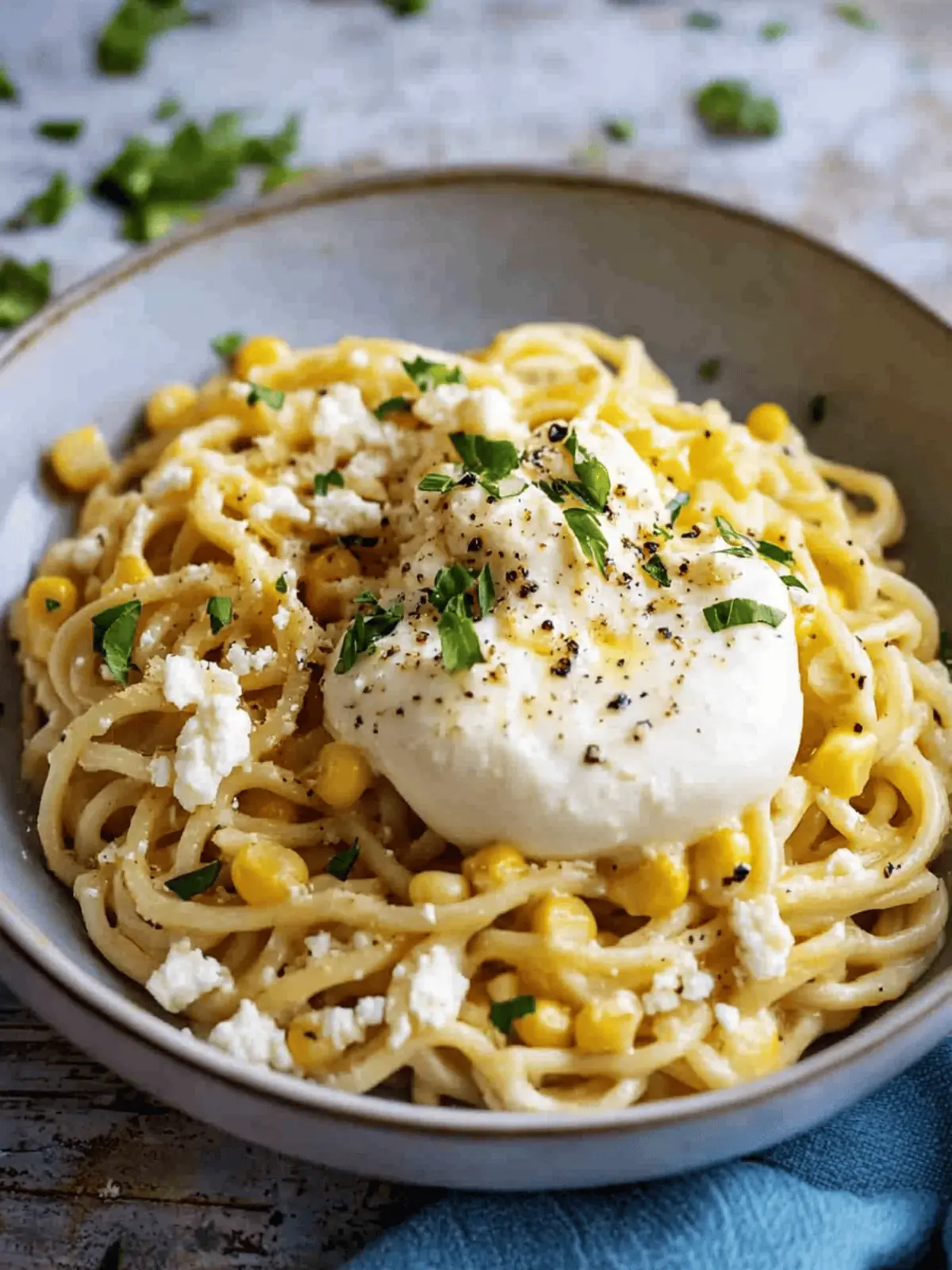 Creamy Corn and Bucatini with Burrata for Summer Indulgence 5 Creamy Corn and Bucatini with Burrata