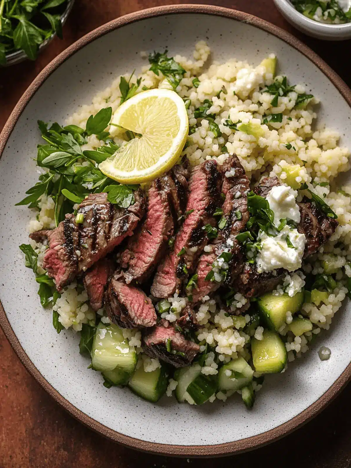 Grilled Skirt Steak with Zesty Lemon Herb Couscous Salad 3 Grilled Skirt Steak with Lemon Herb Couscous Salad