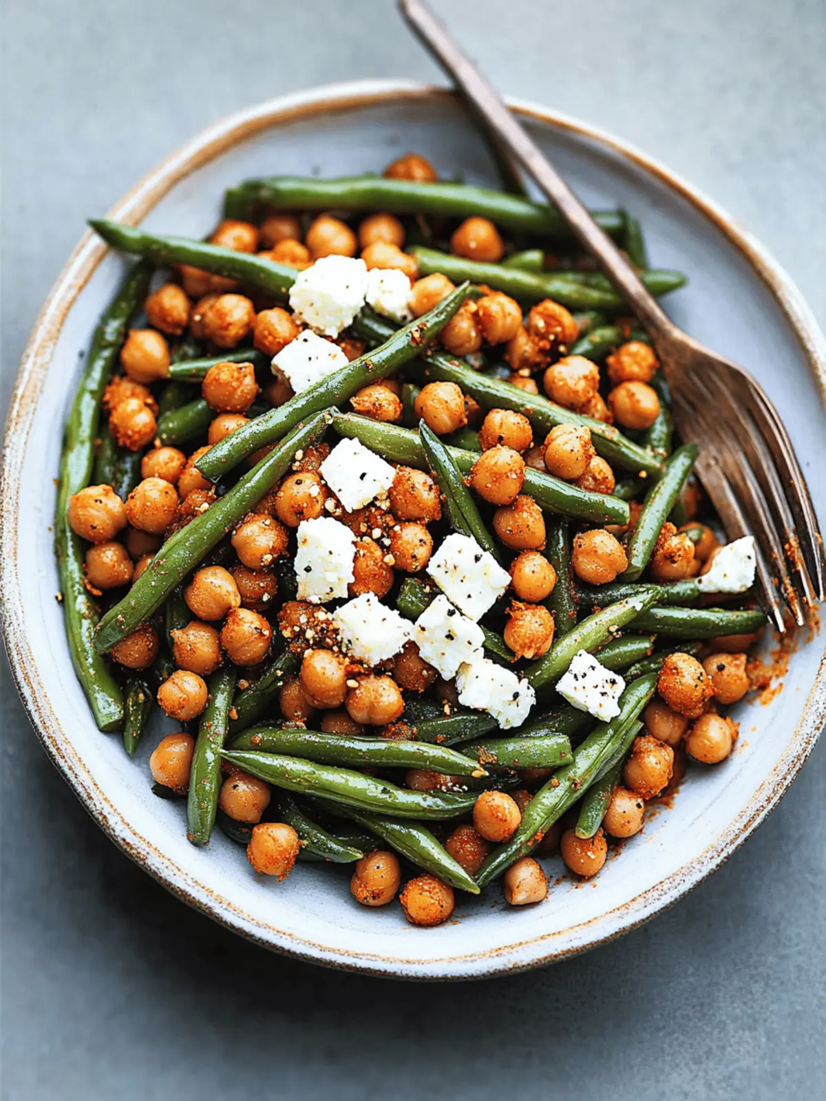 Spicy Harissa Green Beans with Feta and Crunchy Chickpeas 2 Spicy Harissa Green Beans with Feta and Crunchy Chickpeas