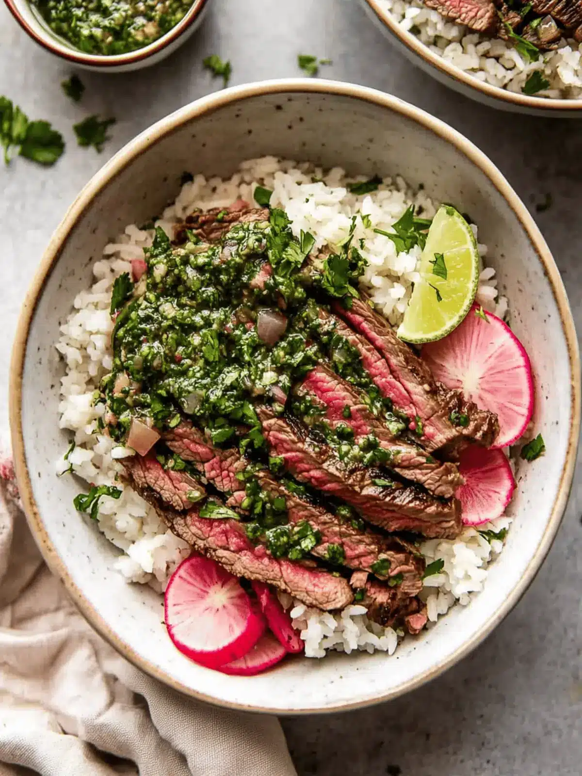 Savory Skirt Steak Rice Bowls with Zesty Chimichurri Sauce 5 Skirt Steak Rice Bowls with Chimichurri Sauce