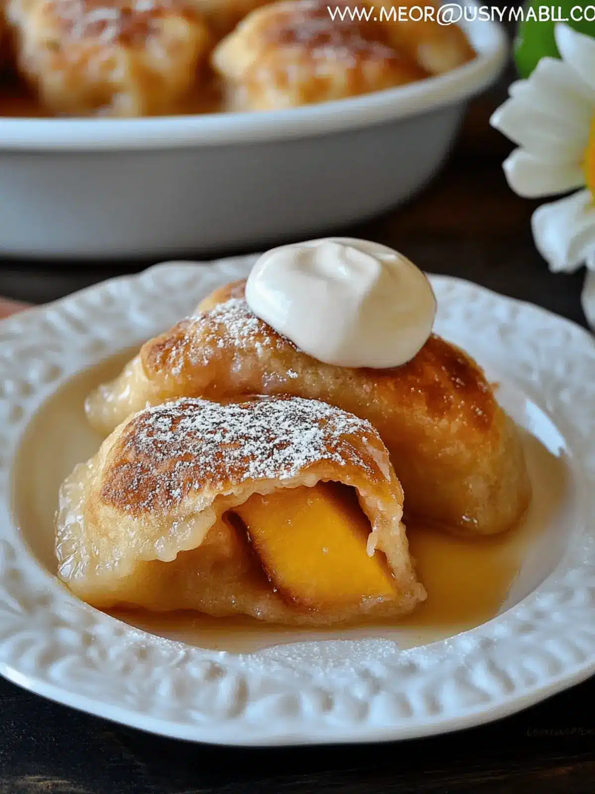 Quick & Easy Peach Dumplings with Caramel Bliss Tonight 3 Quick & Easy Peach Dumplings