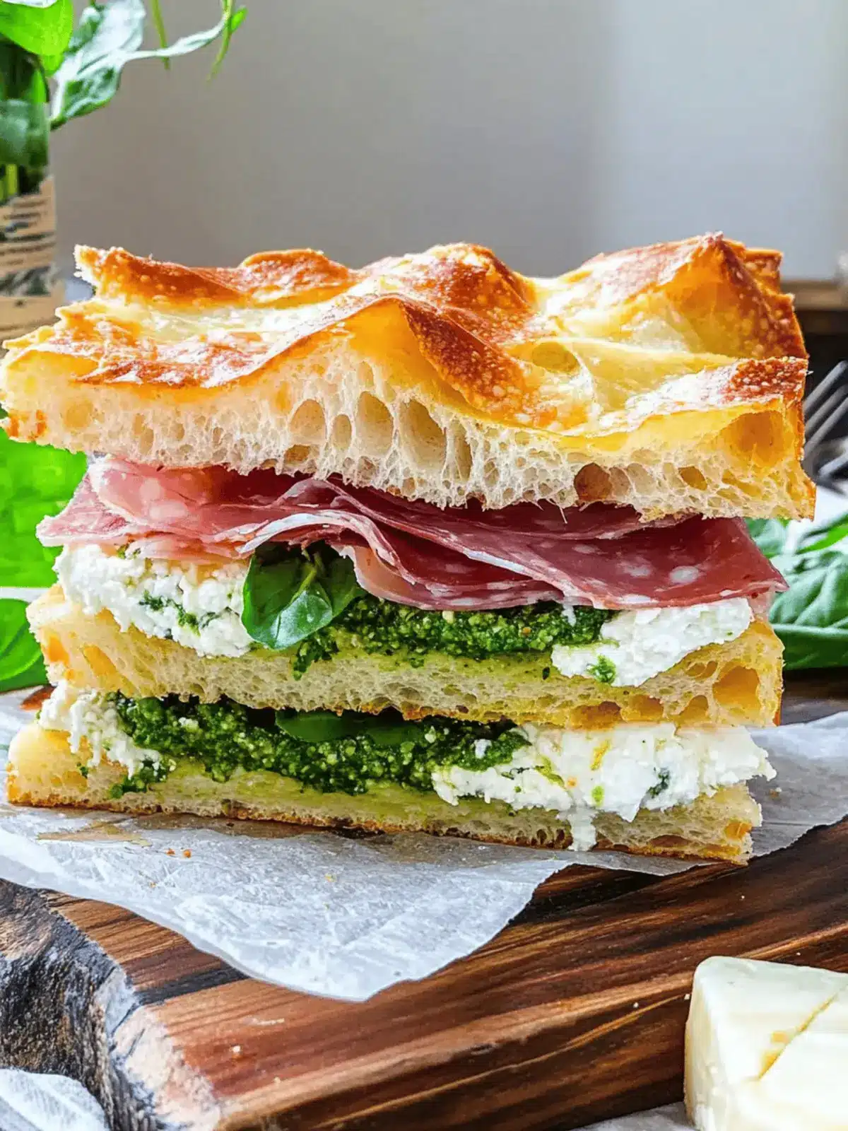 Savory Pesto & Prosciutto Italian Focaccia Sandwich Magic 3 Savory Pesto & Prosciutto Italian Focaccia Sandwich Magic