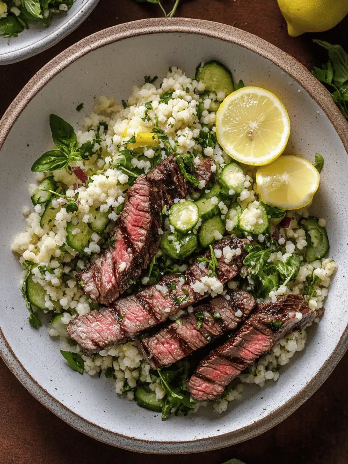 Grilled Skirt Steak with Zesty Lemon Herb Couscous Salad 2 Grilled Skirt Steak with Lemon Herb Couscous Salad