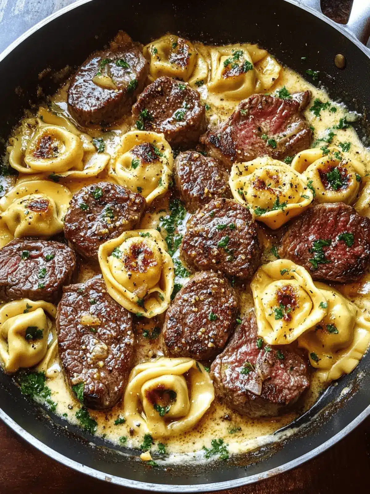 Garlic Steak & Cheese-Filled Tortellini Skillet Bliss in 30 Minutes 5 Garlic Steak & Cheese-Filled Tortellini Skillet
