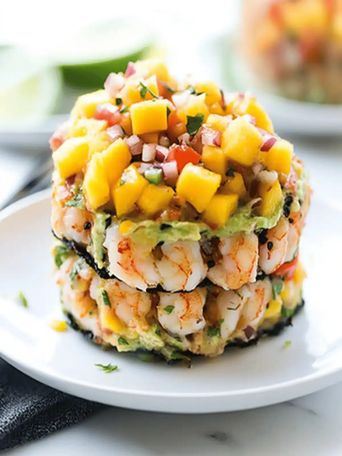 Irresistible Spicy Shrimp Stacks with Fresh Mango Salsa Delight 3 Spicy Shrimp Stacks with Mango Salsa