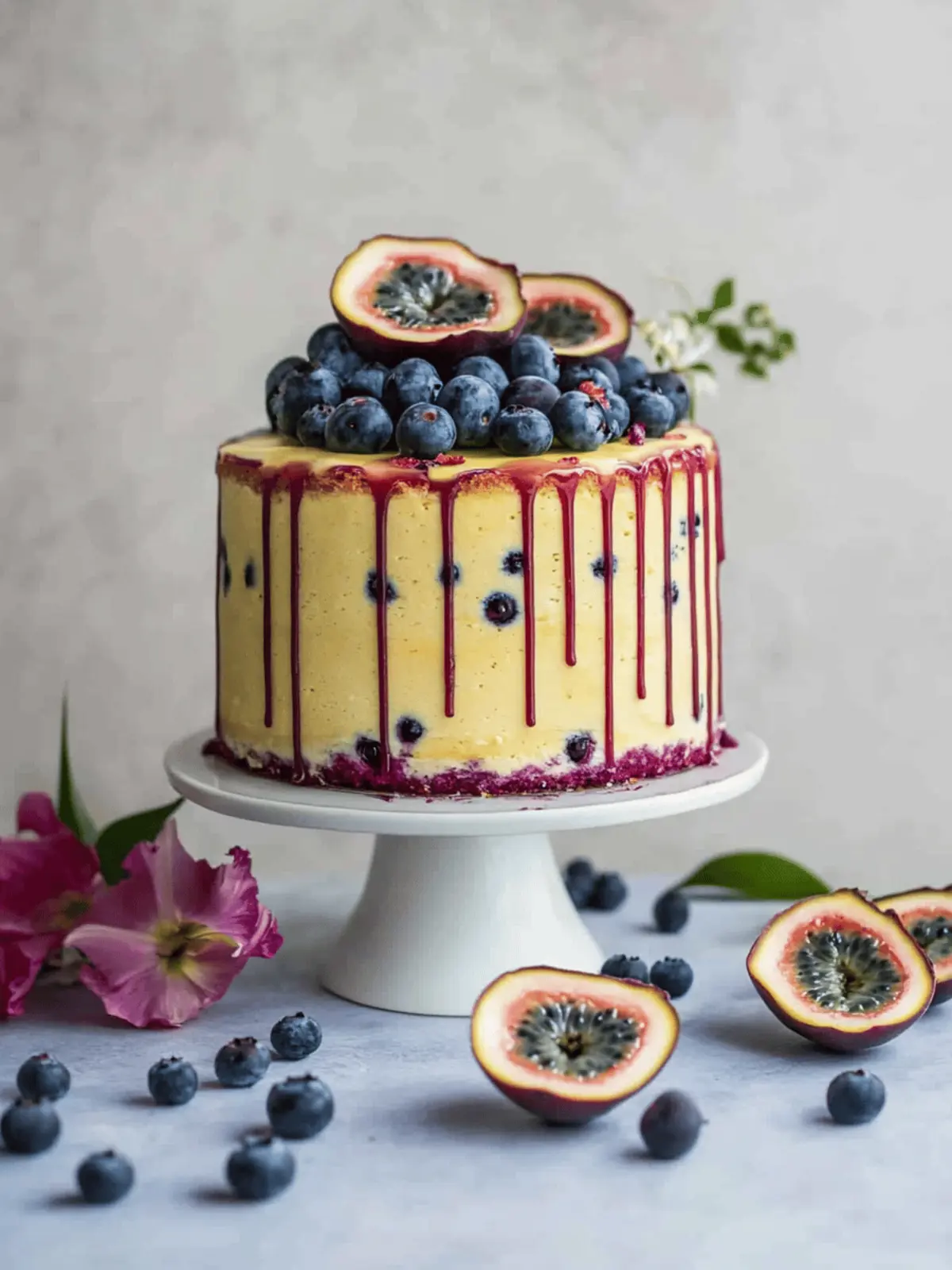 Bright Blueberry Passionfruit Layer Cake for Spring Celebrations 4 Blueberry Passionfruit Layer Cake