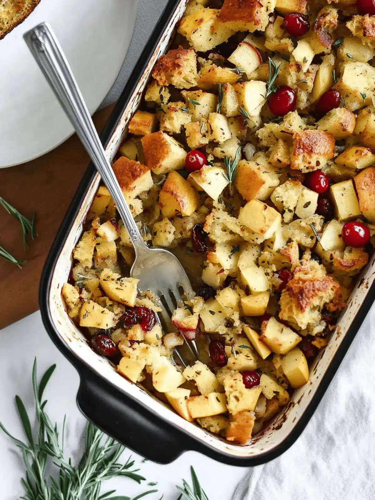 Irresistible Baked Apple Cranberry Stuffing with Fresh Herbs 4 Baked Apple Cranberry Stuffing with Fresh Herbs