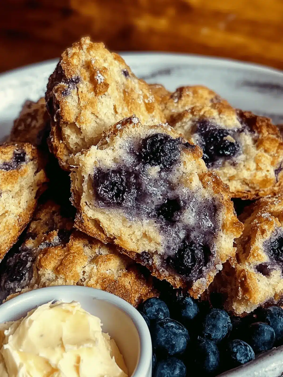 Blueberry Cinnamon Crunch Sourdough Cathead Biscuits Delight 4 Blueberry Cinnamon Crunch Sourdough Cathead Biscuits with Whipped Salted Vanilla Bean Butter