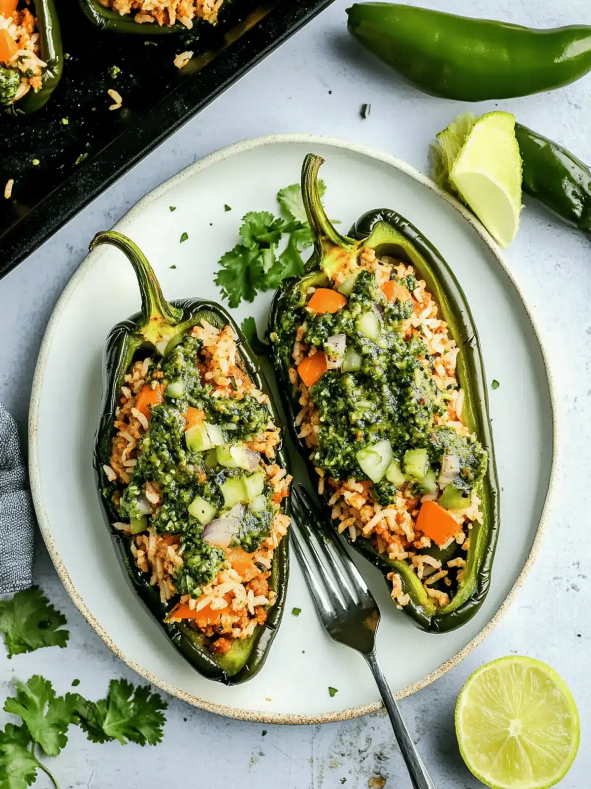 Stuffed Poblano Peppers with Chimichurri Rice and Chorizo Bliss 3 Stuffed Poblano Peppers with Chimichurri Rice and Chorizo