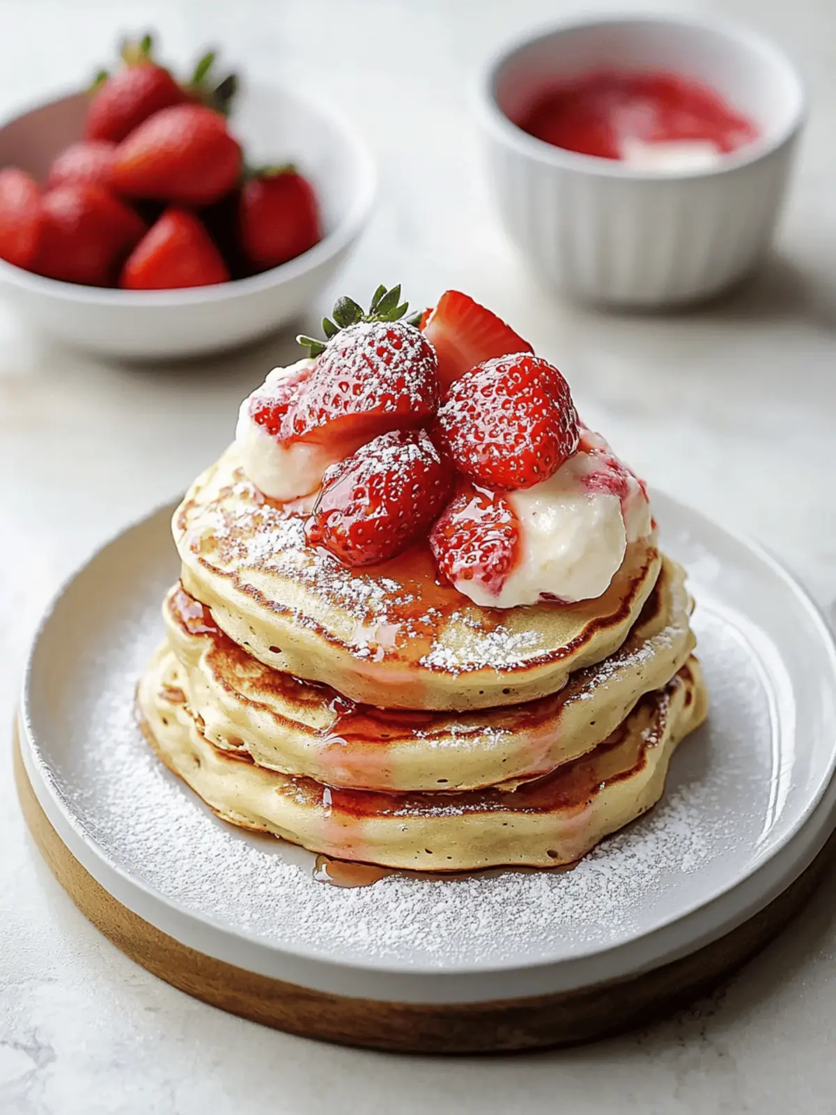 Fluffy Strawberry Pancakes with Easy Homemade Sauce 4 Strawberry Pancakes