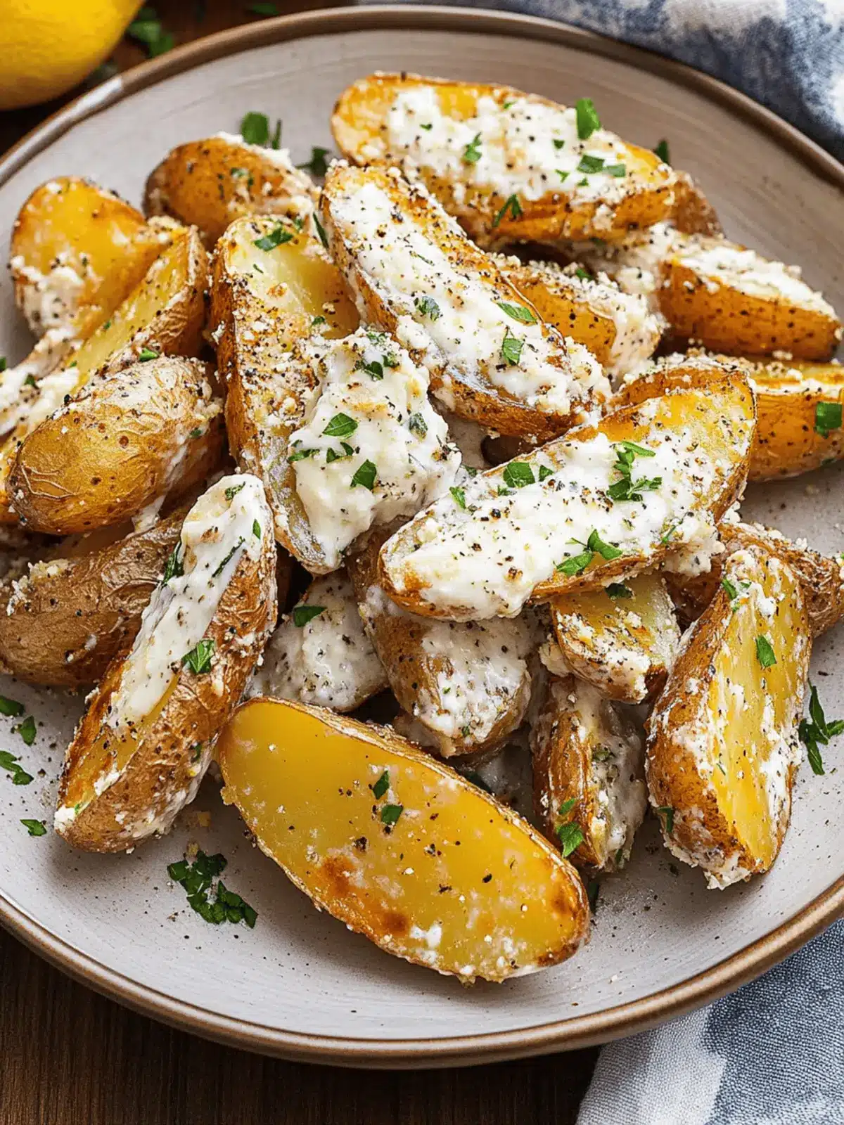 Savor Roasted Potatoes in Melted Goat Cheese Dressing Today 2 Roasted Potatoes in a Melted Goat Cheese Dressing