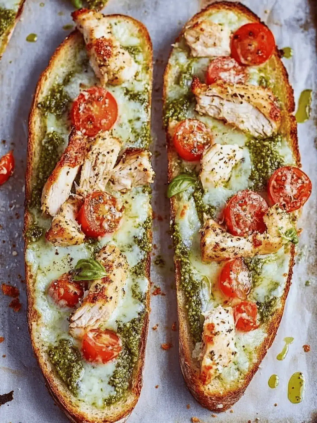 Savory French Bread Pesto Chicken Pizza Ready in 20 Minutes 4 French Bread Pesto Chicken Pizza