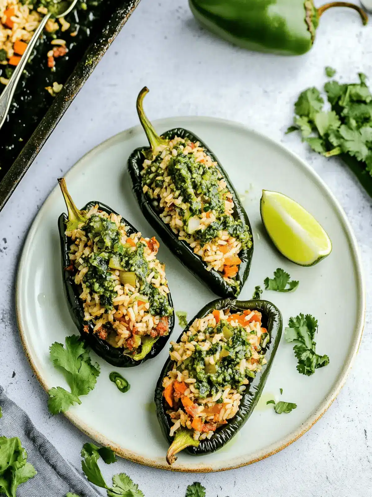 Stuffed Poblano Peppers with Chimichurri Rice and Chorizo Bliss 4 Stuffed Poblano Peppers with Chimichurri Rice and Chorizo