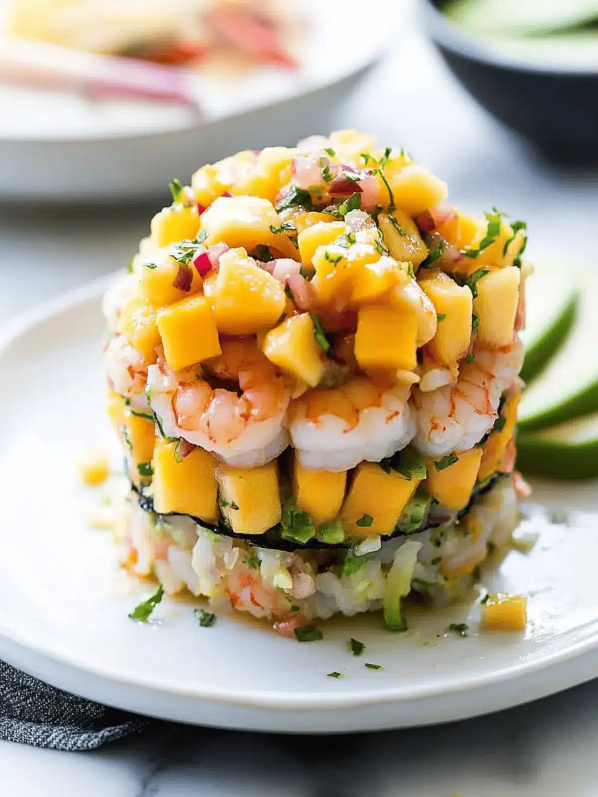 Irresistible Spicy Shrimp Stacks with Fresh Mango Salsa Delight 5 Spicy Shrimp Stacks with Mango Salsa