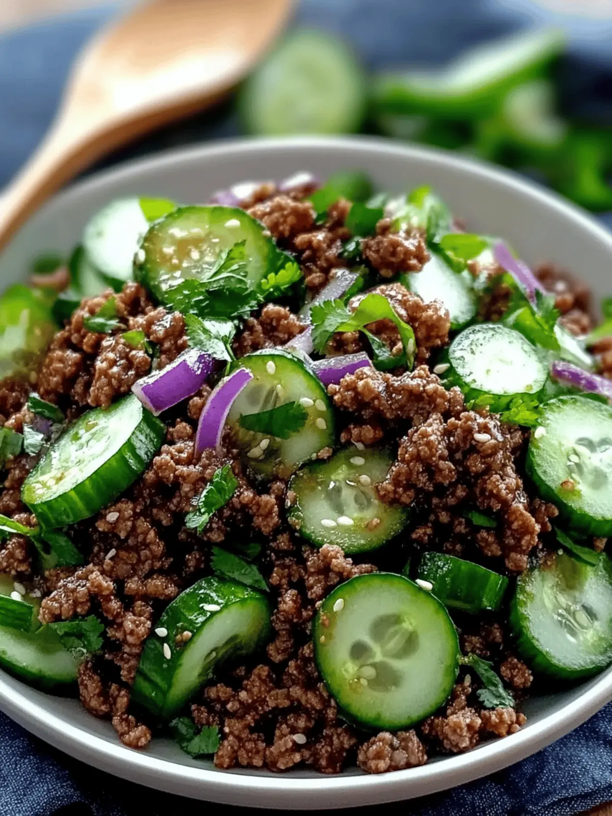 Savory Spicy Korean Ground Beef with Crisp Cucumber Salad 3 Spicy Korean Ground Beef with Cucumber Salad