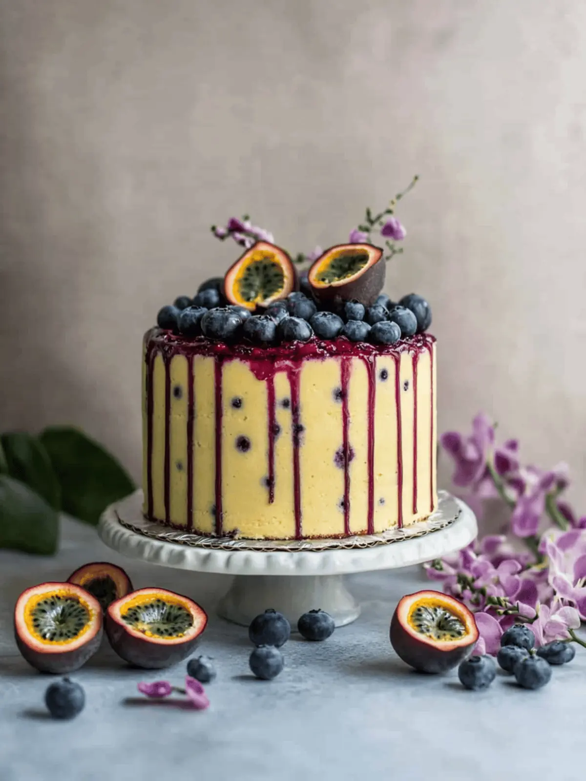 Bright Blueberry Passionfruit Layer Cake for Spring Celebrations 3 Blueberry Passionfruit Layer Cake