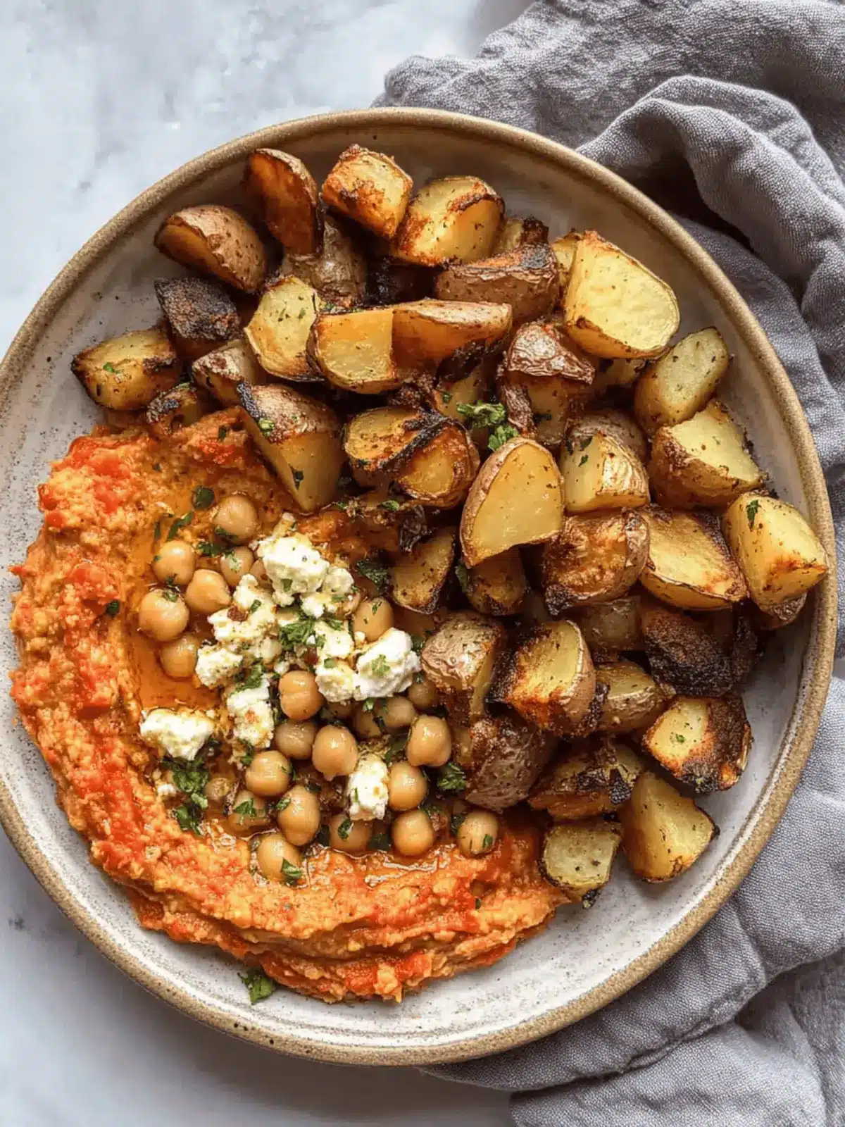 Irresistible Red Pepper Feta Dip with Roasted Potatoes & Chickpeas 5 Red Pepper Feta Dip with Roasted Potatoes & Chickpeas
