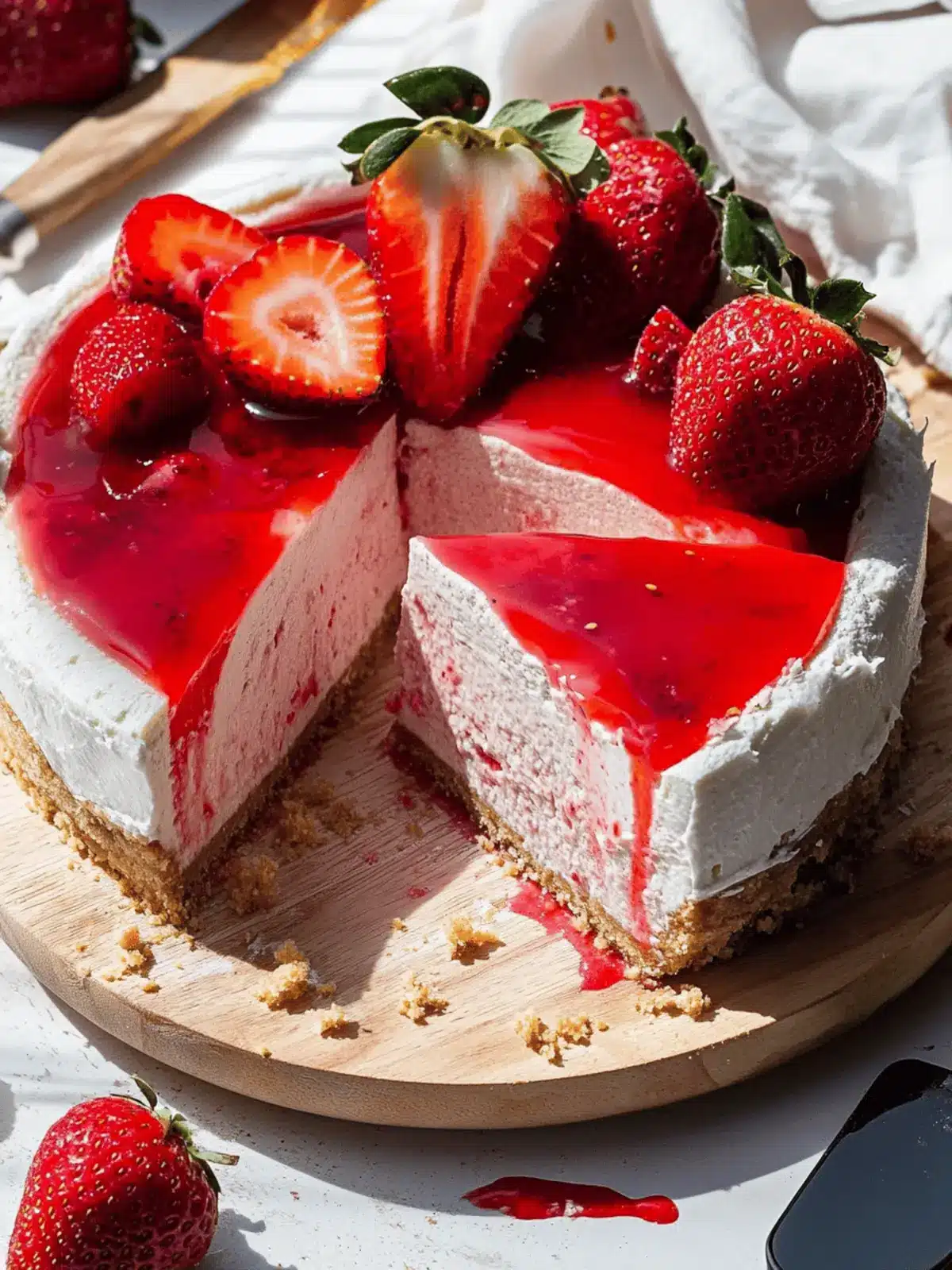 Decadent Strawberry Cheesecake with Buttery Shortbread Crust 4 Strawberry Cheesecake