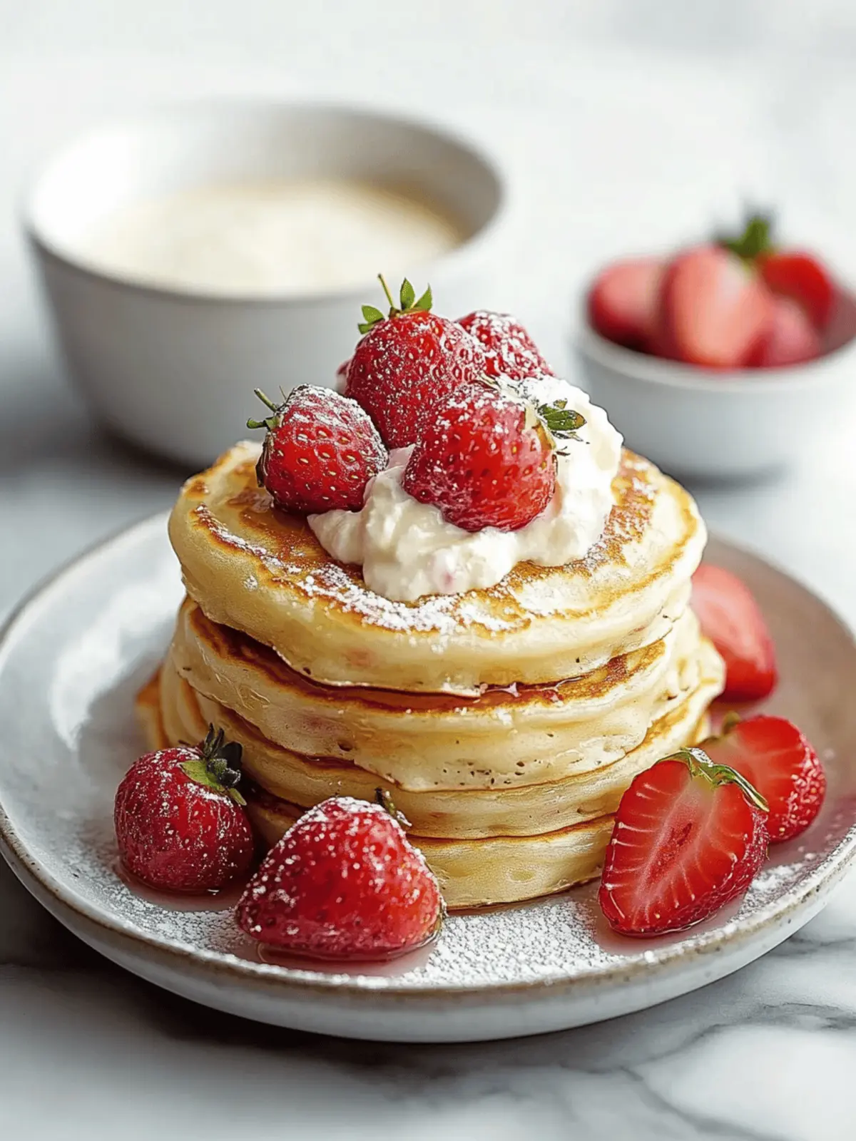 Fluffy Strawberry Pancakes with Easy Homemade Sauce 2 Strawberry Pancakes