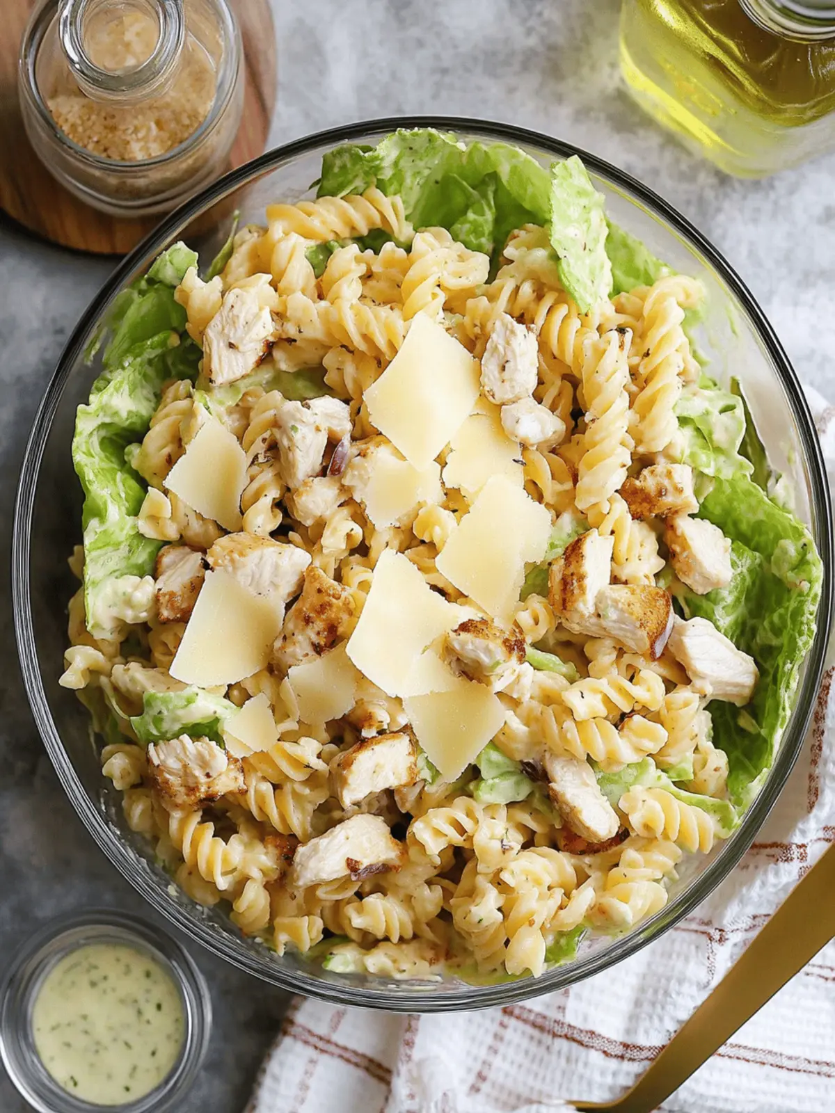 Delicious Chicken Caesar Pasta Salad with Easy Homemade Dressing 2 Chicken Caesar Pasta Salad with Easy Homemade Dressing