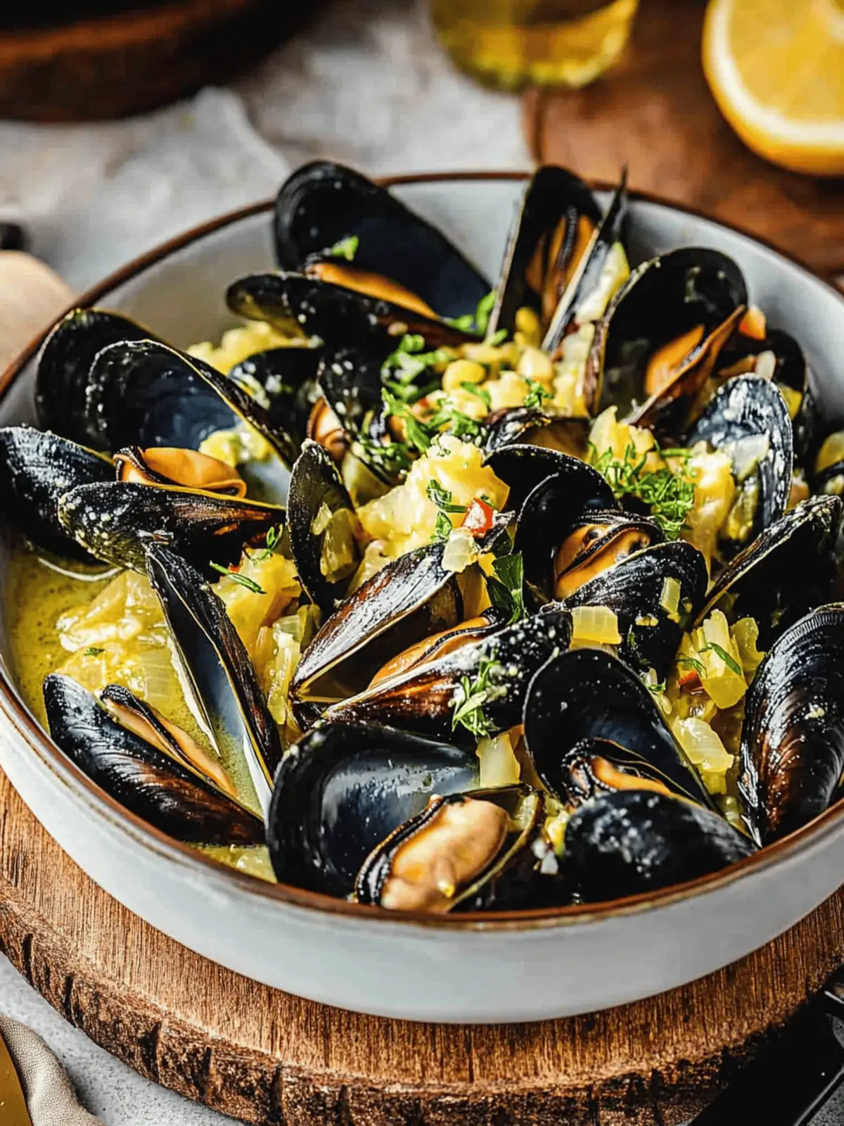 Mussels in Fennel Saffron Wine Sauce for Gourmet Home Cooking 3 Mussels in Fennel Saffron Wine Sauce
