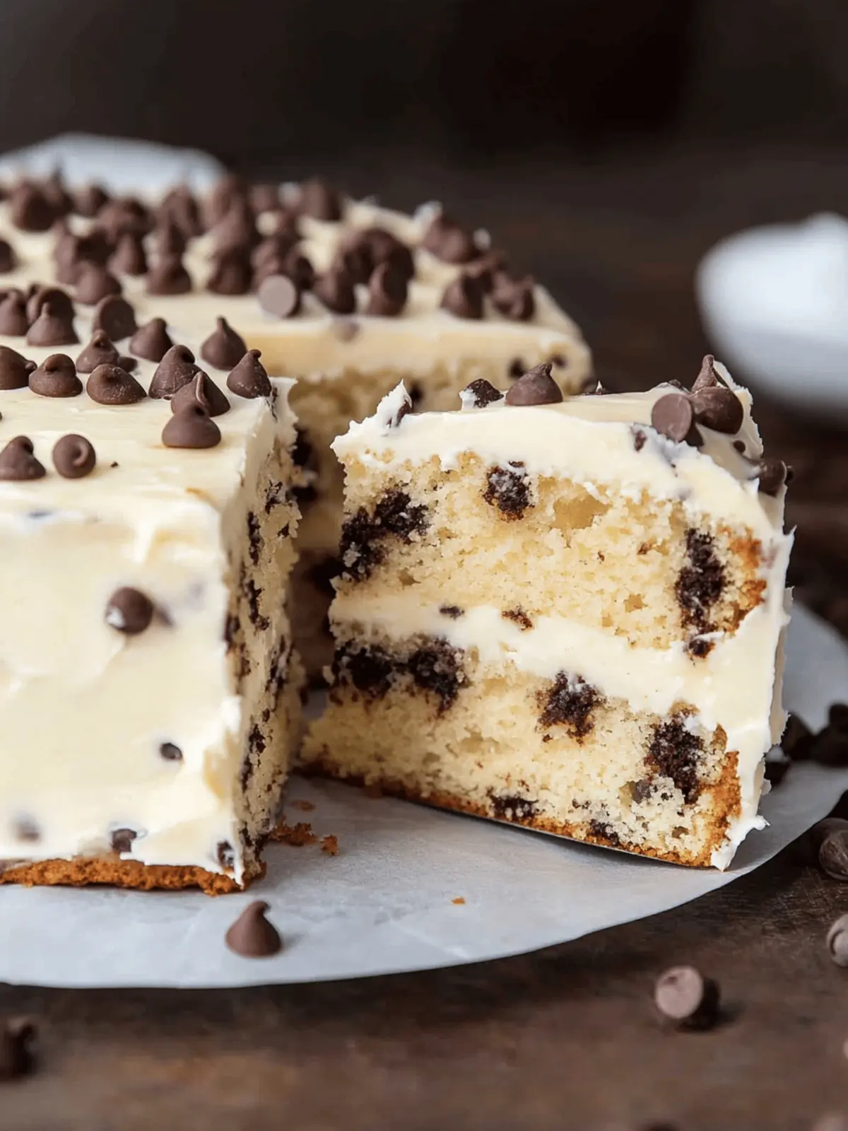 Deliciously Moist Chocolate Chip Cake with Creamy Frosting 3 Chocolate Chip Cake