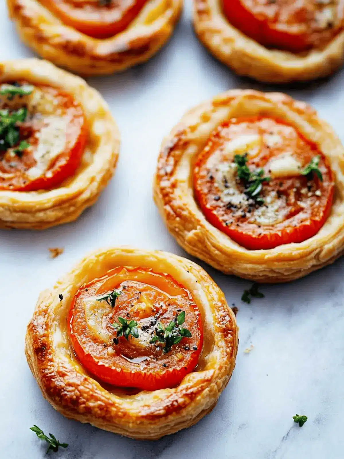 Mini Tomato Tarts with Puff Pastry Perfect for Last-Minute Guests 5 Mini Tomato Tarts with Puff Pastry