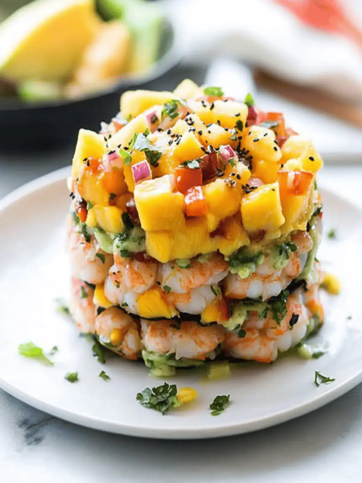 Irresistible Spicy Shrimp Stacks with Fresh Mango Salsa Delight 4 Spicy Shrimp Stacks with Mango Salsa