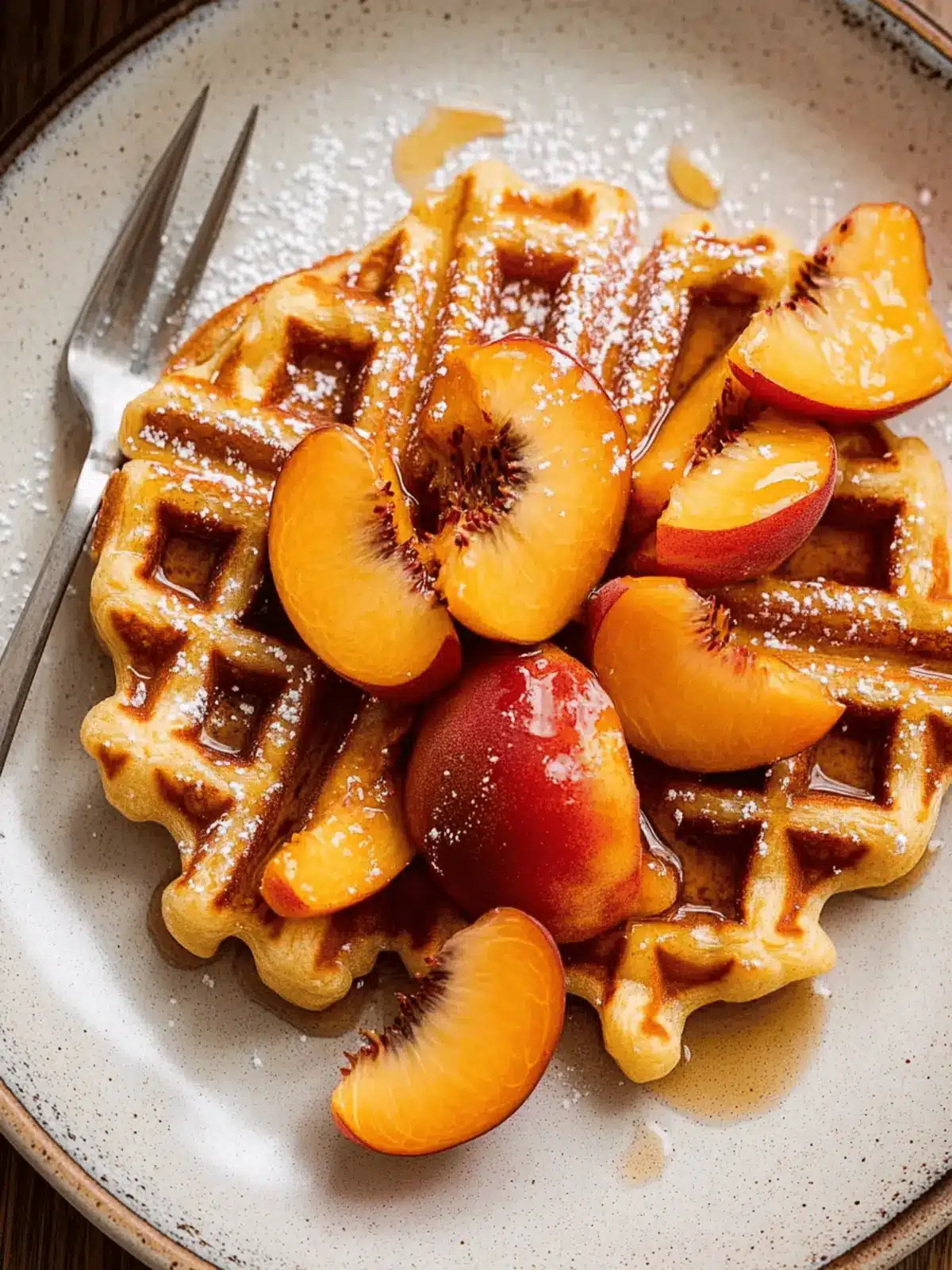 Brown Butter Waffles with Macerated Peaches for Blissful Mornings 2 Brown Butter Waffles with Macerated Peaches