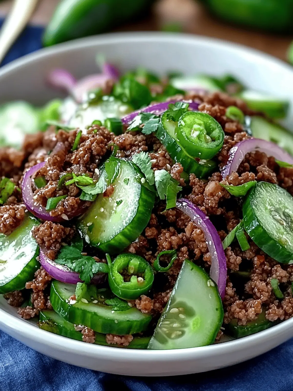 Savory Spicy Korean Ground Beef with Crisp Cucumber Salad 2 Spicy Korean Ground Beef with Cucumber Salad