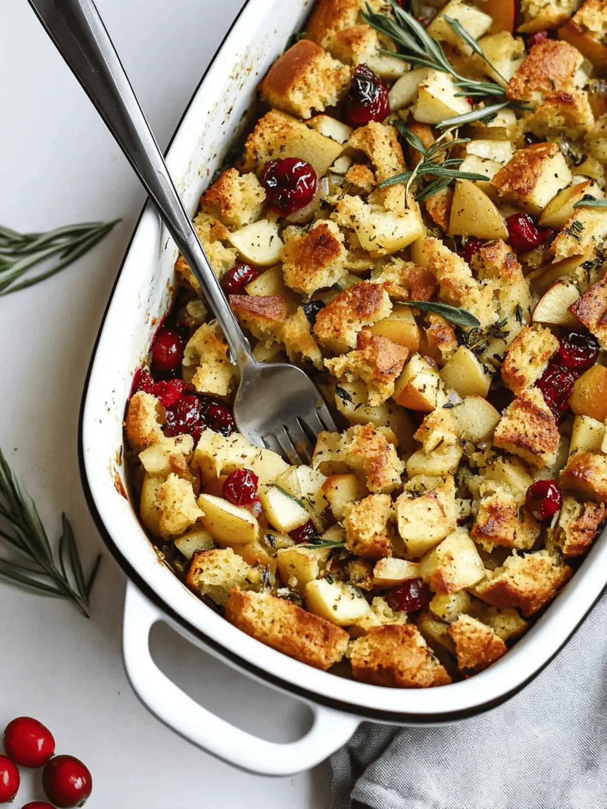 Irresistible Baked Apple Cranberry Stuffing with Fresh Herbs 5 Baked Apple Cranberry Stuffing with Fresh Herbs