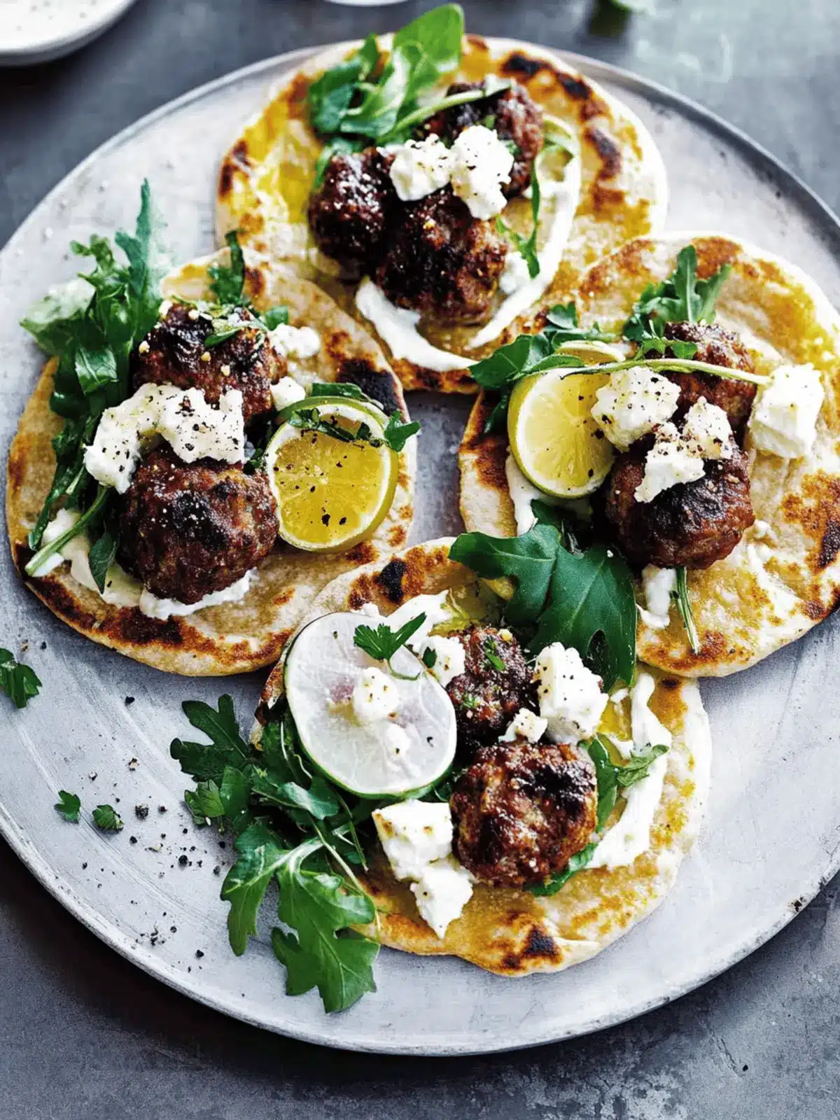 Lamb And Feta Meatball Flatbreads: A Flavor Adventure Awaits 2 Lamb And Feta Meatball Flatbreads