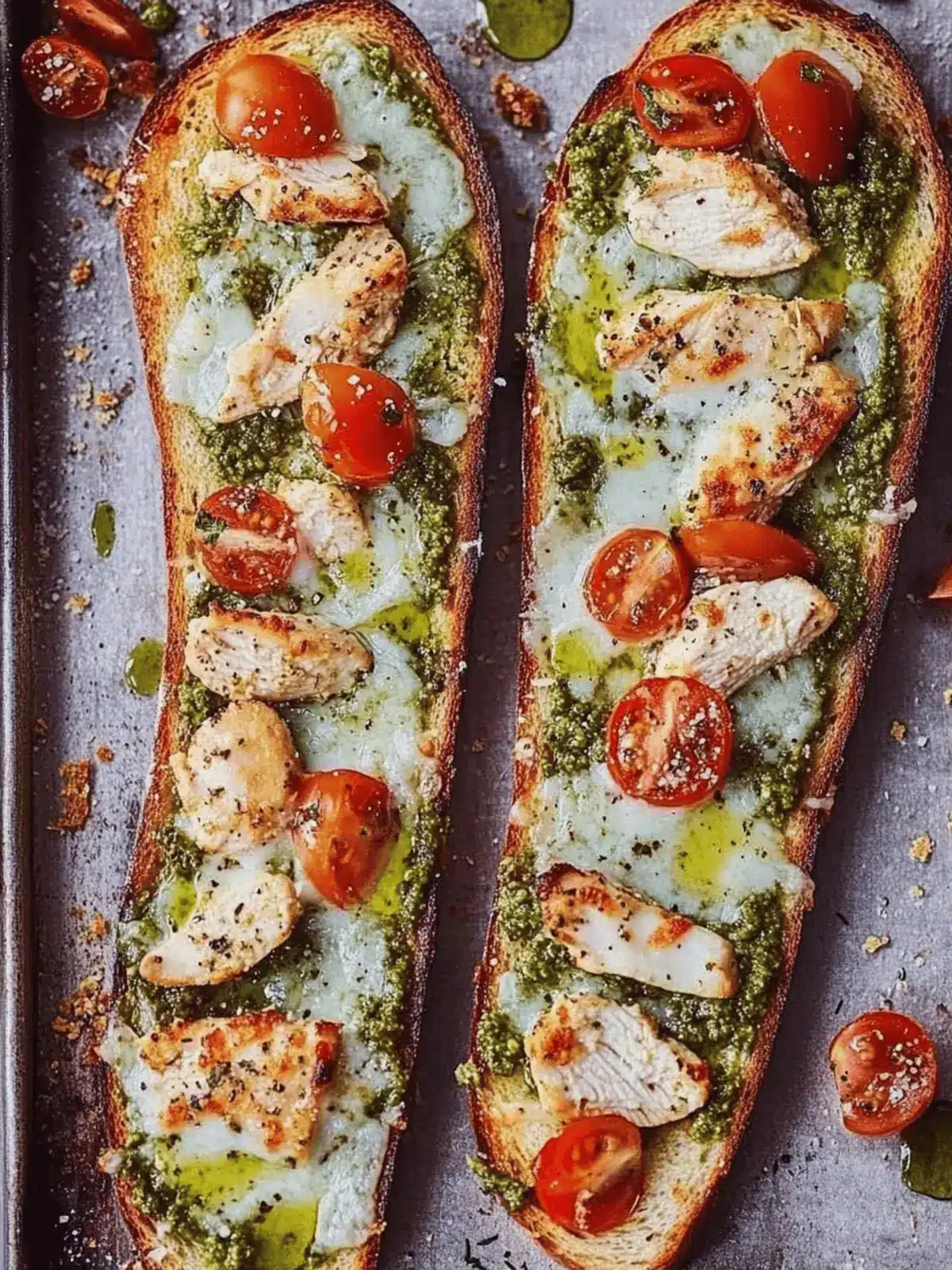 Savory French Bread Pesto Chicken Pizza Ready in 20 Minutes 2 French Bread Pesto Chicken Pizza