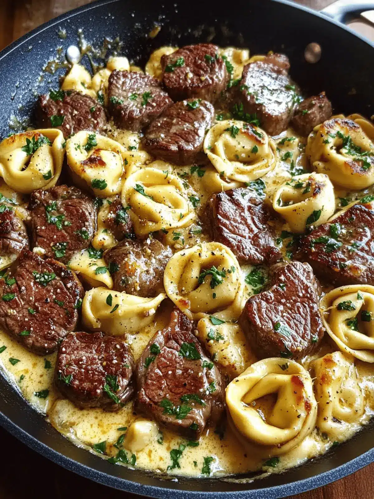 Garlic Steak & Cheese-Filled Tortellini Skillet Bliss in 30 Minutes 2 Garlic Steak & Cheese-Filled Tortellini Skillet