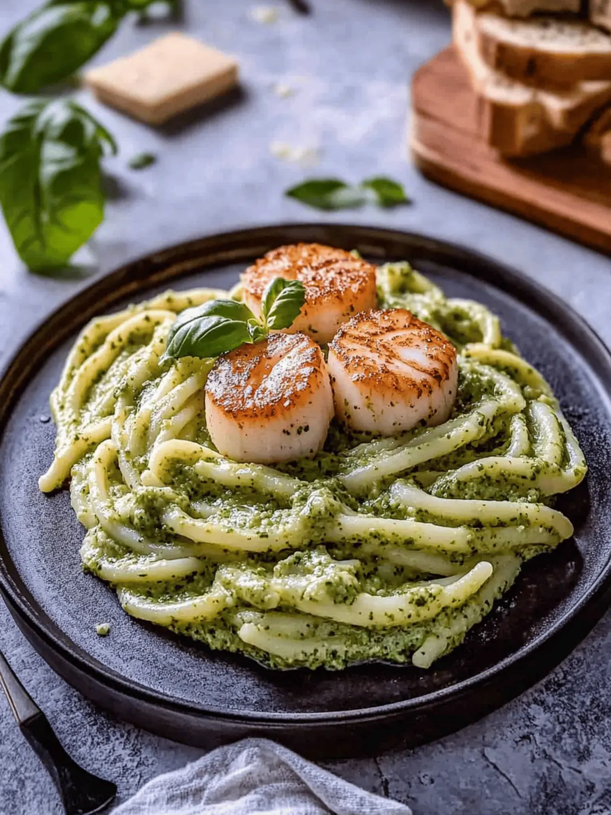 Creamy Pesto Pasta with Seared Scallops for an Elegant Dinner 4 Creamy Pesto Pasta with Seared Scallops