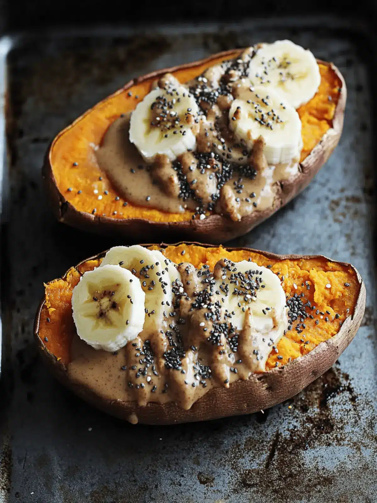 Deliciously Warm Breakfast Baked Sweet Potatoes with Almond Butter 3 Breakfast Baked Sweet Potatoes with Almond Butter, Banana & Chia