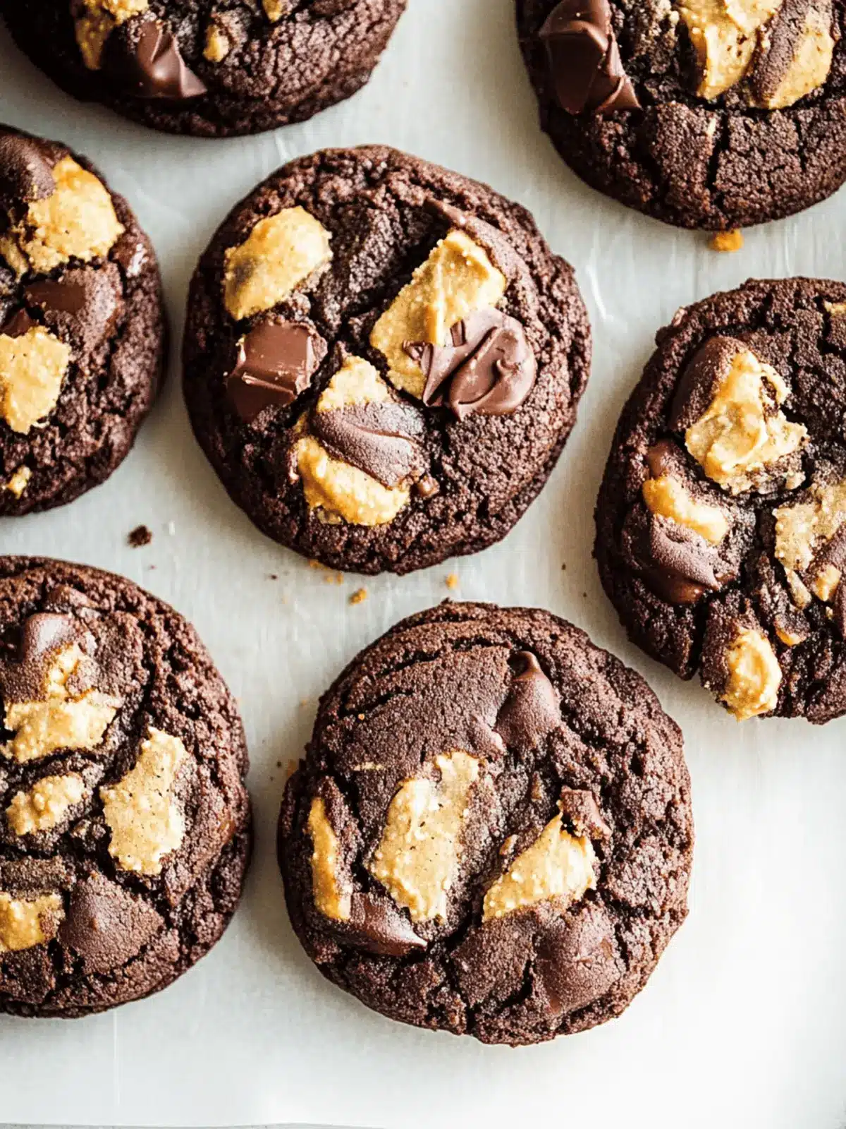 Indulge in Fudgy Triple Chocolate Peanut Butter Cookies 2 Triple Chocolate Peanut Butter Cookies