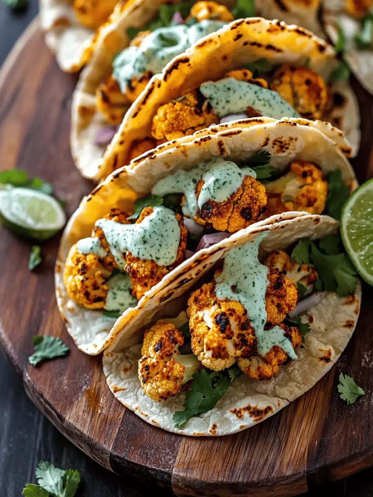 Cauliflower Tacos with Creamy Cilantro Lime Delight 2 Cauliflower Tacos with Cilantro Lime Crema