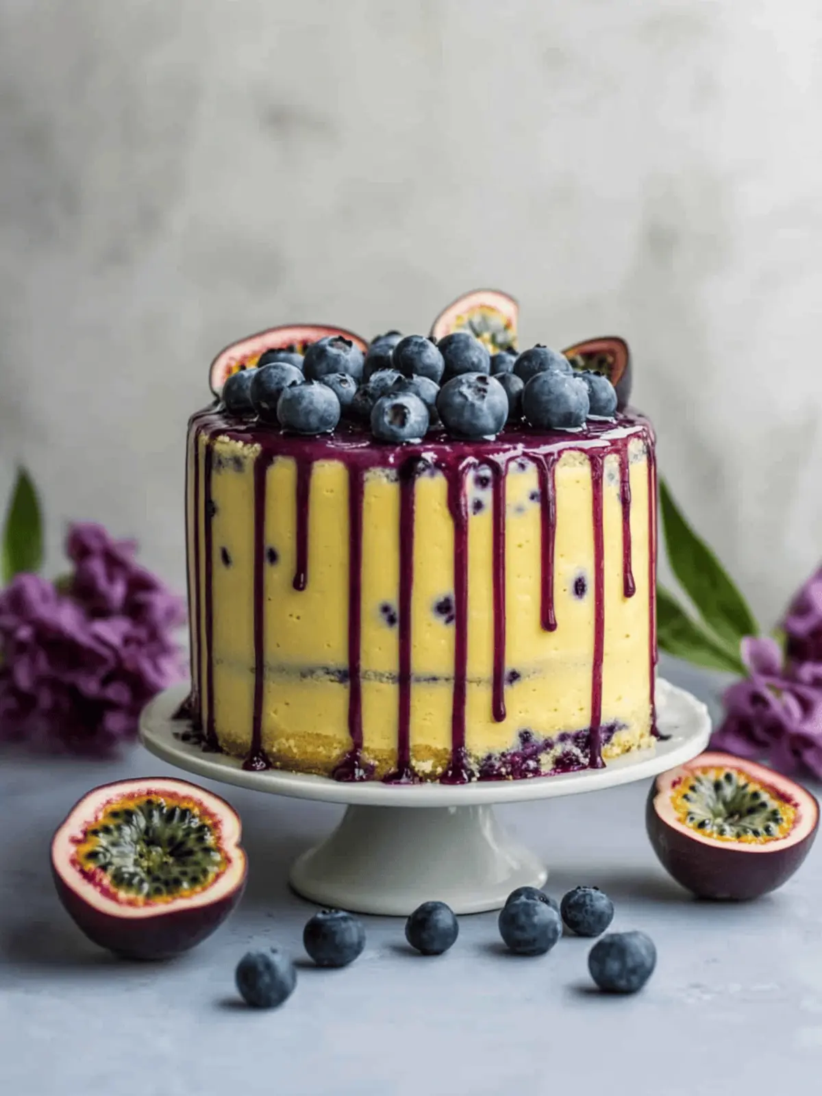Bright Blueberry Passionfruit Layer Cake for Spring Celebrations 5 Blueberry Passionfruit Layer Cake