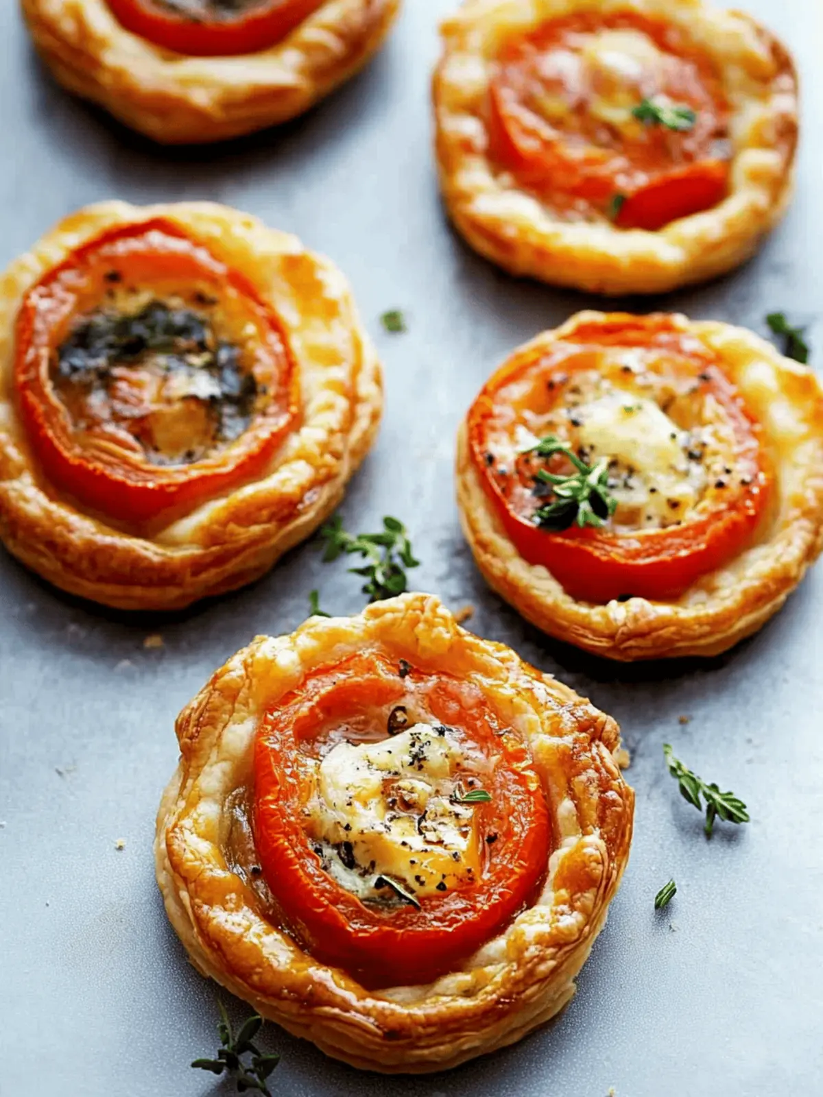 Mini Tomato Tarts with Puff Pastry Perfect for Last-Minute Guests 4 Mini Tomato Tarts with Puff Pastry