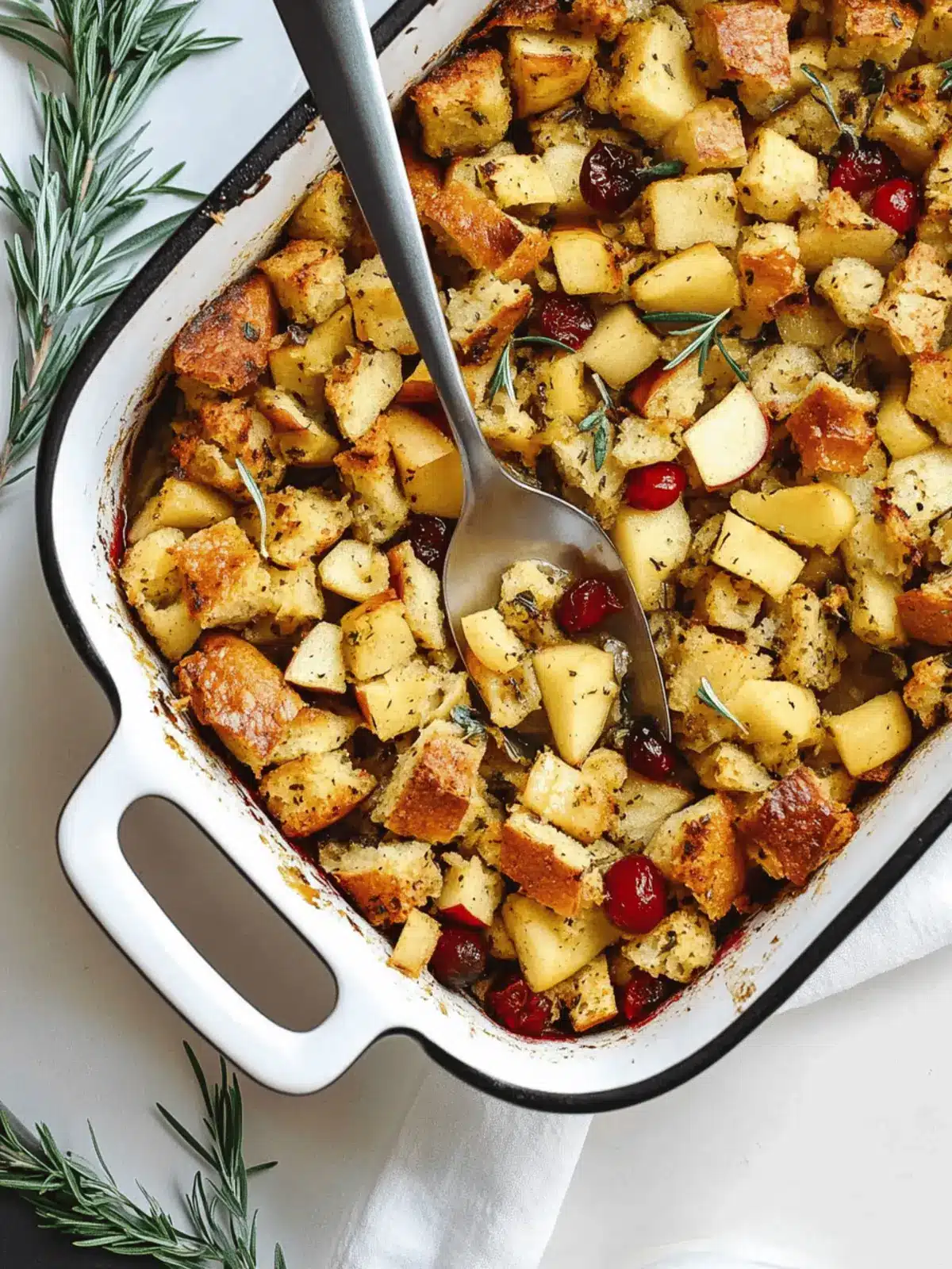Irresistible Baked Apple Cranberry Stuffing with Fresh Herbs 3 Baked Apple Cranberry Stuffing with Fresh Herbs