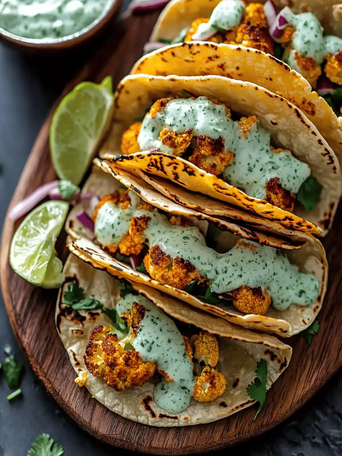 Cauliflower Tacos with Creamy Cilantro Lime Delight 4 Cauliflower Tacos with Cilantro Lime Crema