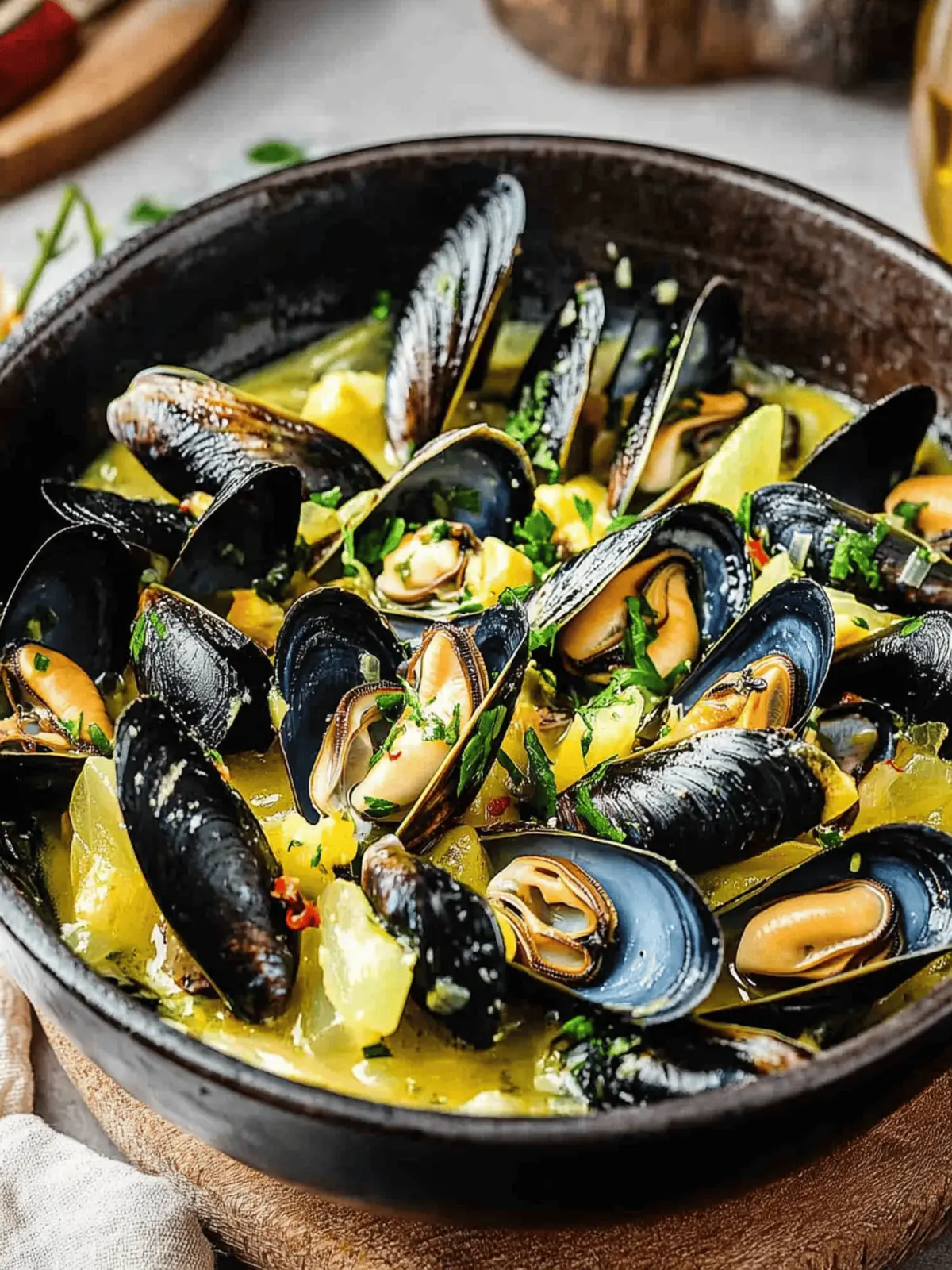 Mussels in Fennel Saffron Wine Sauce for Gourmet Home Cooking 2 Mussels in Fennel Saffron Wine Sauce
