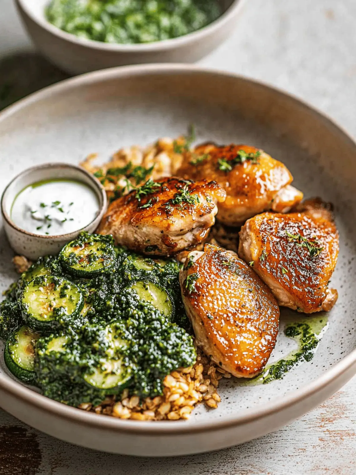 Crispy Chicken with Blistered Courgettes and Herby Green Sauce Bliss 3 Crispy Chicken with Blistered Courgettes and Herby Green Sauce