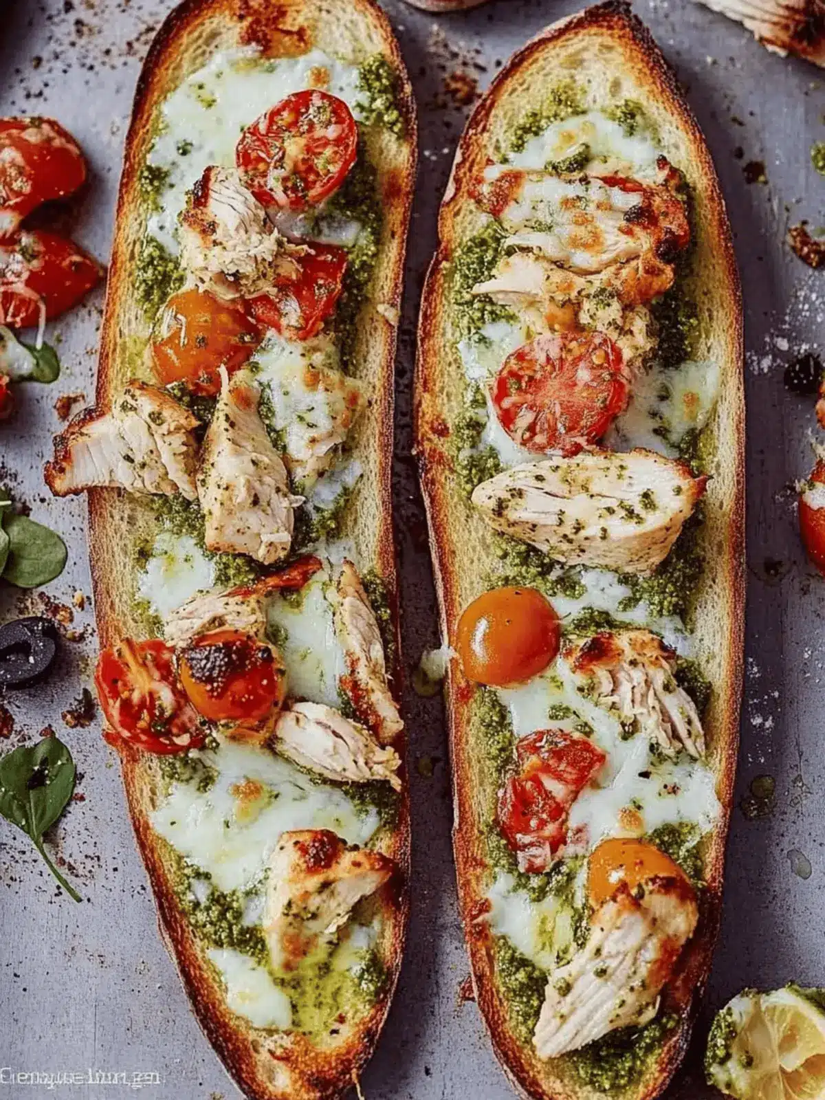Savory French Bread Pesto Chicken Pizza Ready in 20 Minutes 3 French Bread Pesto Chicken Pizza