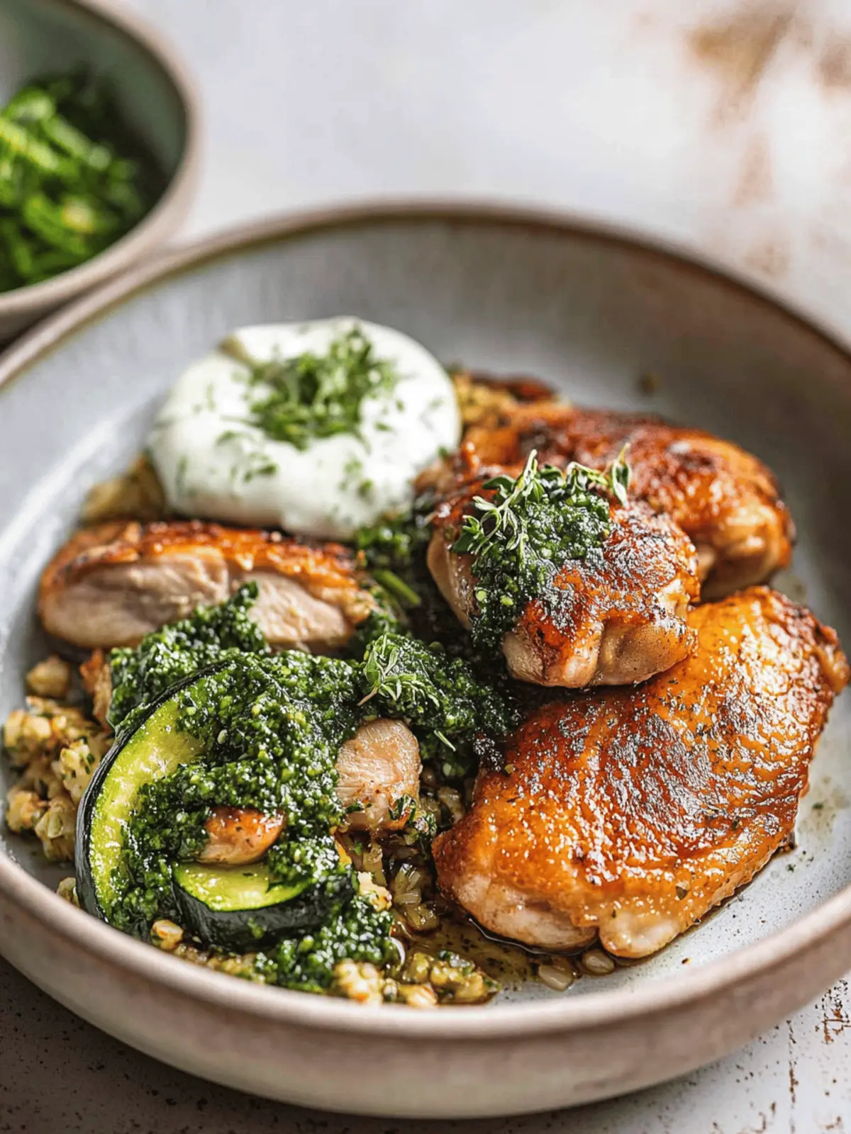 Crispy Chicken with Blistered Courgettes and Herby Green Sauce Bliss 5 Crispy Chicken with Blistered Courgettes and Herby Green Sauce