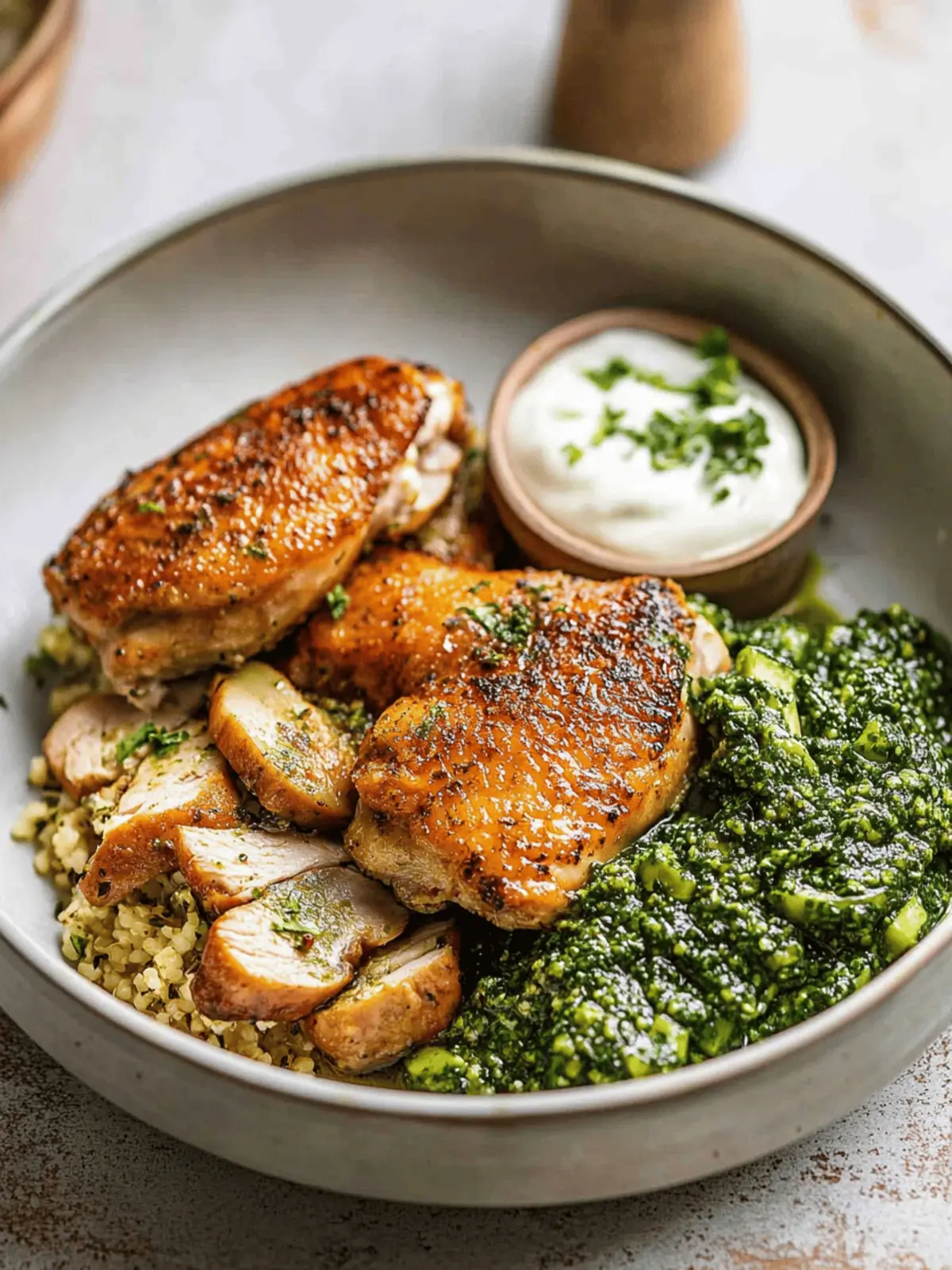 Crispy Chicken with Blistered Courgettes and Herby Green Sauce Bliss 4 Crispy Chicken with Blistered Courgettes and Herby Green Sauce